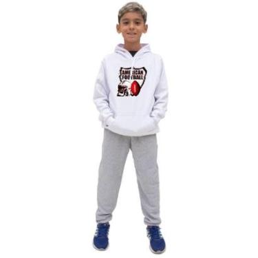 Imagem de Conjunto Moletom Infantil Menino Estampado Casaco de Frio Com Capuz e Calça Lisa Macia-Masculino
