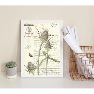 Imagem de Quadro Decorativo Vintage Botânica 33x24cm - Vidro e Moldura Branca