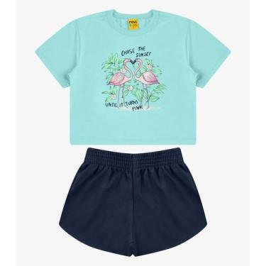Imagem de Conjunto Blusa com Shorts Meia Malha Rovi Kids Azul, 12, Azul