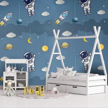 Imagem de Papel de Parede Adesivo Autocolante Decorativo Astronauta Azul 5 METRO