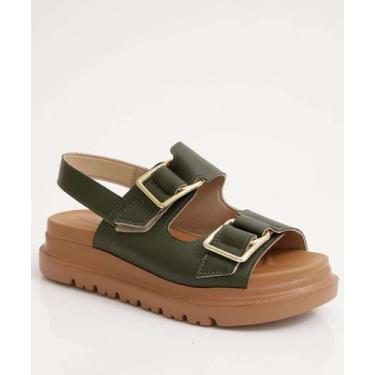 Imagem de Sandália Flatform Feminina Fivela Modare Verde-71094, Verde, 37