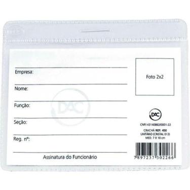 Imagem de Crachá sem Presilha Transparente 7x10 Cm. 50unid - Dac