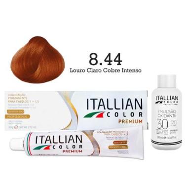 Imagem de Kit Coloração Itallian Color 8.44 Louro Claro Cobre Intenso + Oxi 30