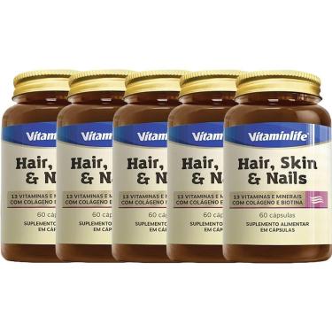 Imagem de Kit 5X Hair, Skin E Nails com Colágeno e Biotina - 60 Cápsulas - VitaminLife-Masculino