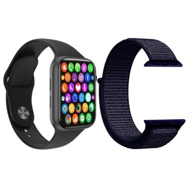 Imagem de Kit Smartwatch Iwo8 Lite Plus Preto+Pulseira Azul