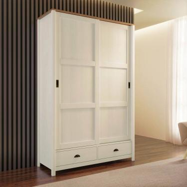 Imagem de Guarda-Roupa Topázio 2 Portas de Correr Madeira Pinus Branco/Freijó - Finestra