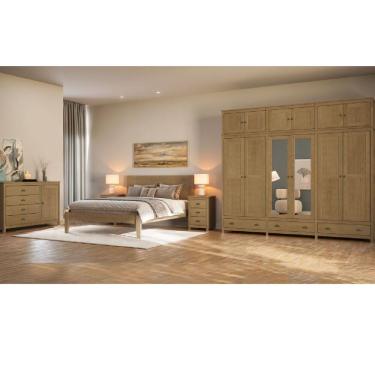 Imagem de Conjunto Quarto Freijó Topázio: Guarda-Roupa 12 Portas, Cômoda, Cama Casal e 2 Mesas de Cabeceiras