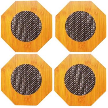 Imagem de Descanso de panela interponte bambu e trama 16,5x16,5cm 4un - CASITA, 
