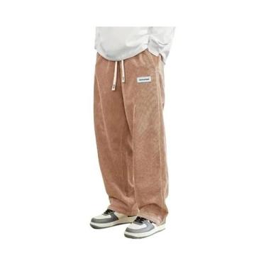 Imagem de Calças De Moletom Masculinas Em Corduroy, Corte Solto, Estilo Baggy, C
