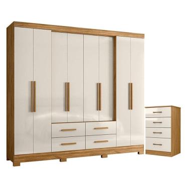 Imagem de Guarda Roupa Casal San Lorenzo e Cômoda MS913 Freijó Off White – Moval