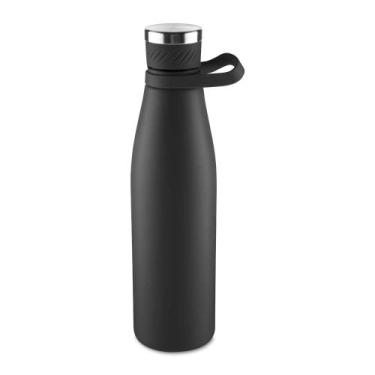 Imagem de Garrafa Térmica Inox 750ml Parede Dupla Alça Silicone Preta - GlobalUp