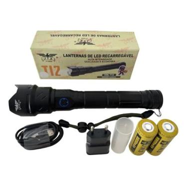 Imagem de Super Lanterna Tática Led T12 2 Baterias 26650 Recarregável Branco JY-