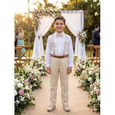 Imagem de Conjunto Meninos com Suspensório Bege - Social Infantil - no-brand, 1