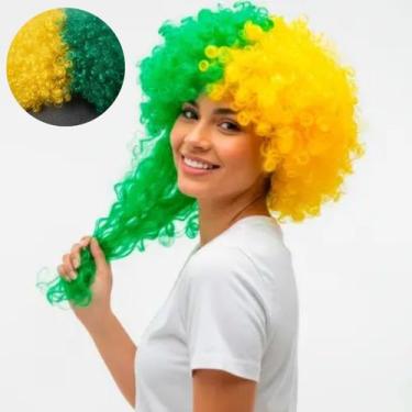 Imagem de Peruca Torcida Brasil Copa Carnaval Verde Amarela - GBGSTORE