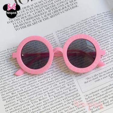 Imagem de Óculos de Sol Infantil OEM Carta Redondo Retrô Rosa Proteção UV para Crianças