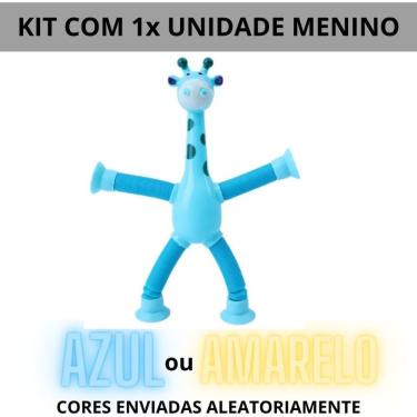 Imagem de Brinquedo Infantil Girafa Pop Tubo Led com Ventosa Que Estimula Sentidos e Coordenação Amarelo OEM