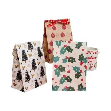 Imagem de Sacolas De Papel Kraft Retro Para Natal 12 24pcs, Embalagens Para Pres