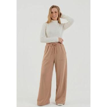 Imagem de Calça Feminina Moletom sem Felpa Just Basic, Bege, XG