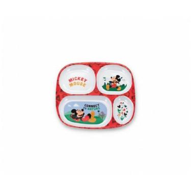 Imagem de Prato Divisória Melamina 24,5cm Mickey Resistente Infantil - TUUT