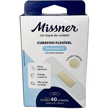 Imagem de Curativo Flexível Missner Transparente 19x75mm para Pequenos Ferimentos Hipoalergênico...
