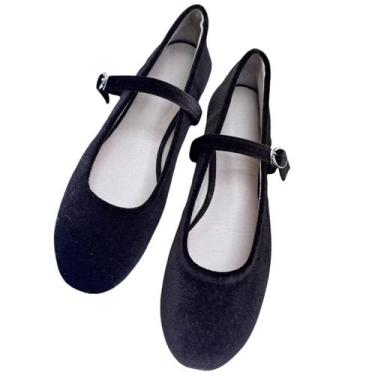 Imagem de Sapatos rasos TN TANGNEST Mary Jane Flats femininos marrom-escuros 44 