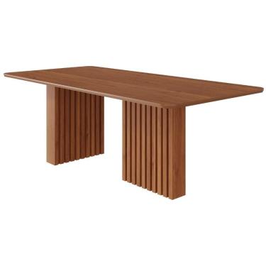 Imagem de Mesa de Jantar Ester 8 Lugares Retangular Tampo MDF 210x100cm Cinamomo Molci Marrom Mil...