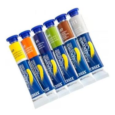 Imagem de KIT 14 TINTAS ACRÍLICAS ACRYLIC COLORS ACRILEX 20ml PARA TELA