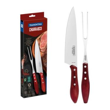 Imagem de Jogo de Facas Trinchante Churrasco Polywood Vermelho 2 Peças Tramontin