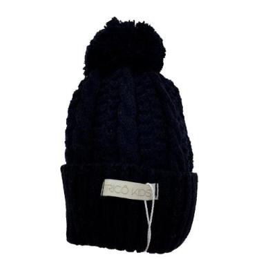 Imagem de Gorro de Tricô Para Meninos Com Pompom Azul Marinho - Tricô Kids, Azul
