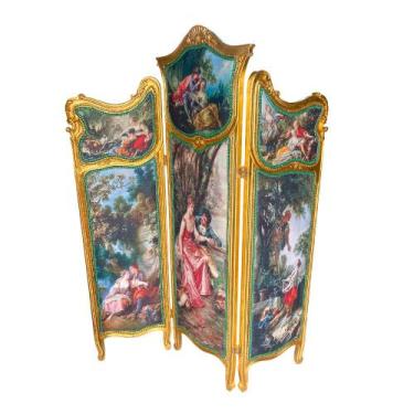 Imagem de Biombo Dourado com Pintura 177x138x4cm - Prime Home Decor