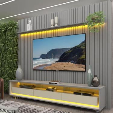 Imagem de Rack com Painel Ripado para TV até 90 Polegadas 100% MDF com LED 228,8