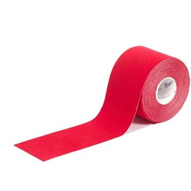 Imagem de Fita Kinésio 5 Metros Tape Bandagem Elástica Funcional - elástico sem látex, 5 metros resistente à água, fita cinesiologia sem corte para dor no joelho, cotovelo e ombro (Vermelho)