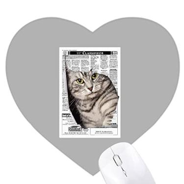 Imagem de Mousepad de borracha com estampa de animais e gatos, escondidos Art Deco, moderno, com coração