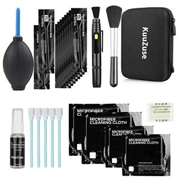 Imagem de KuuZuse Kit profissional de limpeza de câmera DSLR com cotonetes de limpeza APS-C, panos de microfibra, caneta de lente, para lentes de câmera, lentes ópticas e câmeras SLR digitais