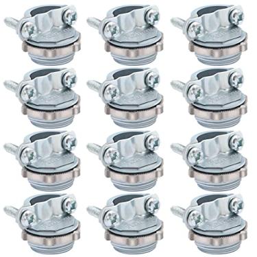 Imagem de Fuzbaxy 12 peças de conectores de cabo tipo grampo de 1/2" para cabos metálicos de proteção de conduíte prateado-zinco