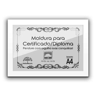 Imagem de 1 Certificado Diploma A4 Com Tela De Acetato E Mdf Titulos Moldura Branca
