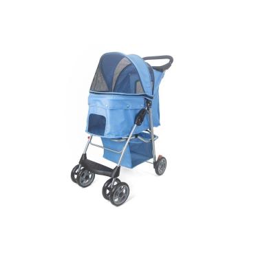 Imagem de Carrinho Passeio Pet Cao e Gato Com Cesto e Porta Copos Azul