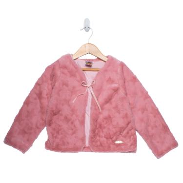 Imagem de Casaco Infantil Beijinho Pelinhos Estrela Rosa - 4