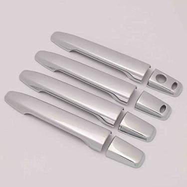 Imagem de GZBFTDH Revestimento de capa maçaneta para carro fibra de carbono, para carro acessórios Mitsubishi Outlander Sport 2022 Lancer Evolution ASX (cromado com furos sem chave)