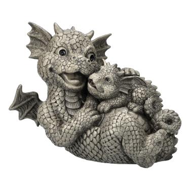 Imagem de Pacific Giftware PT Garden Dragon Family Mother and Baby Dragon Garden Display Decorative Accent Sculpture Stone Finish 10 Inch Tall
