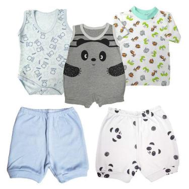 Imagem de Kit Roupa De Bebê 5 Pçs Camiseta Body Short E Macacão Regata - Koala B