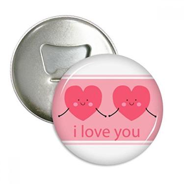 Imagem de Dia dos Namorados Rosa Bonito Sorriso Coração Abridor de Garrafas Ímã de Geladeira Emblema Multifuncional