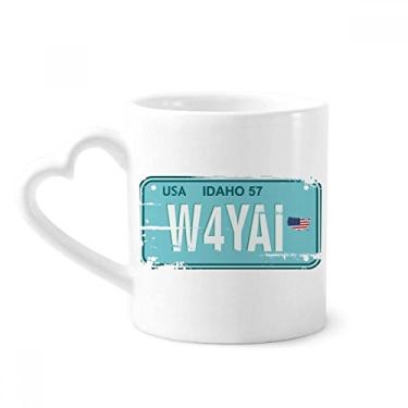 Imagem de Caneca com número de placa de licença de carro americano EUA café cerâmica copo de coração de vidro