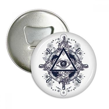 Imagem de Olho flor triângulo arte padrão abridor de garrafas ímã geladeira emblema multifuncional