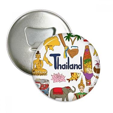 Imagem de Imã de geladeira com bandeira nacional de animais da Tailândia, emblema multifuncional