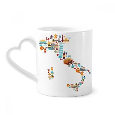 Imagem de Mapa da bandeira nacional da Itália caneca de paisagem personalizada café cerâmica copo de coração de vidro