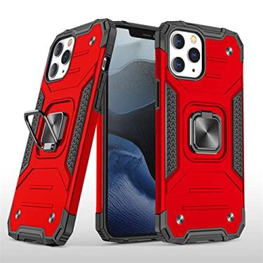 Imagem de YINGDAFENG Capa para iPhone 14Pro Max, capa de proteção resistente à prova de choque de grau militar com anel de suporte de 360° suporte magnético para carro à prova de choque capa interna de TPU, vermelha