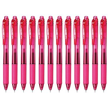 Imagem de Pentel Caneta de gel líquido retrátil EnerGel-X (0,5 mm), ponta de agulha, linha fina, tinta rosa, caixa com 12 (BLN105-P)