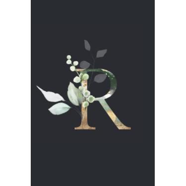 Imagem de Wild Spirit Journals - Notebook: Watercolored Pastel Floral Monogramed Notebook: Initial Letter R Navy Notebook Journal for Women, Girls and School.: 9 x 6 inch notebook with 120 Blank lined pages.