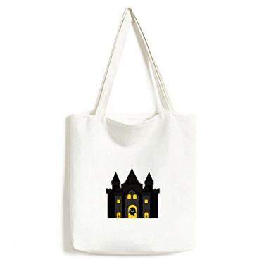 Imagem de Bolsa de lona com ilustração colorida Castelo de conto de fadas bolsa de compras casual